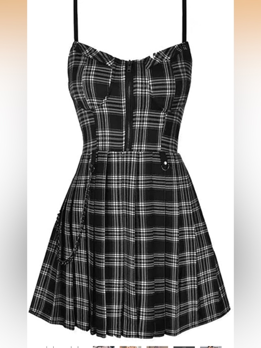 NWT Plaid flannel Bustier dress size medium black and white